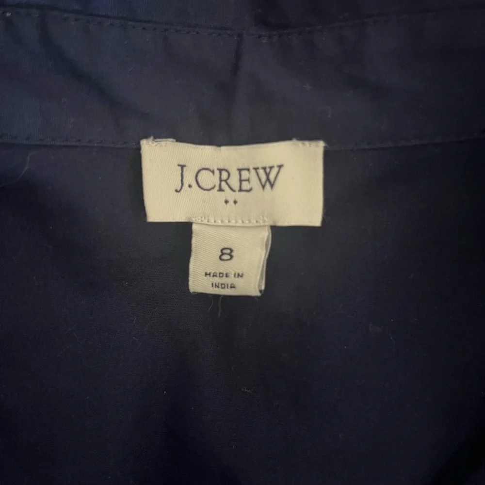 J. Crew Navy Collared short-sleeve tie-waist mini dress‎ size 8 EUC